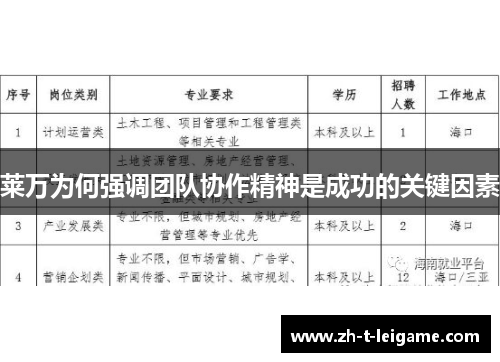 莱万为何强调团队协作精神是成功的关键因素