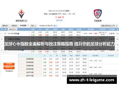 足球心水指数全面解析与投注策略指南 提升您的足球分析能力
